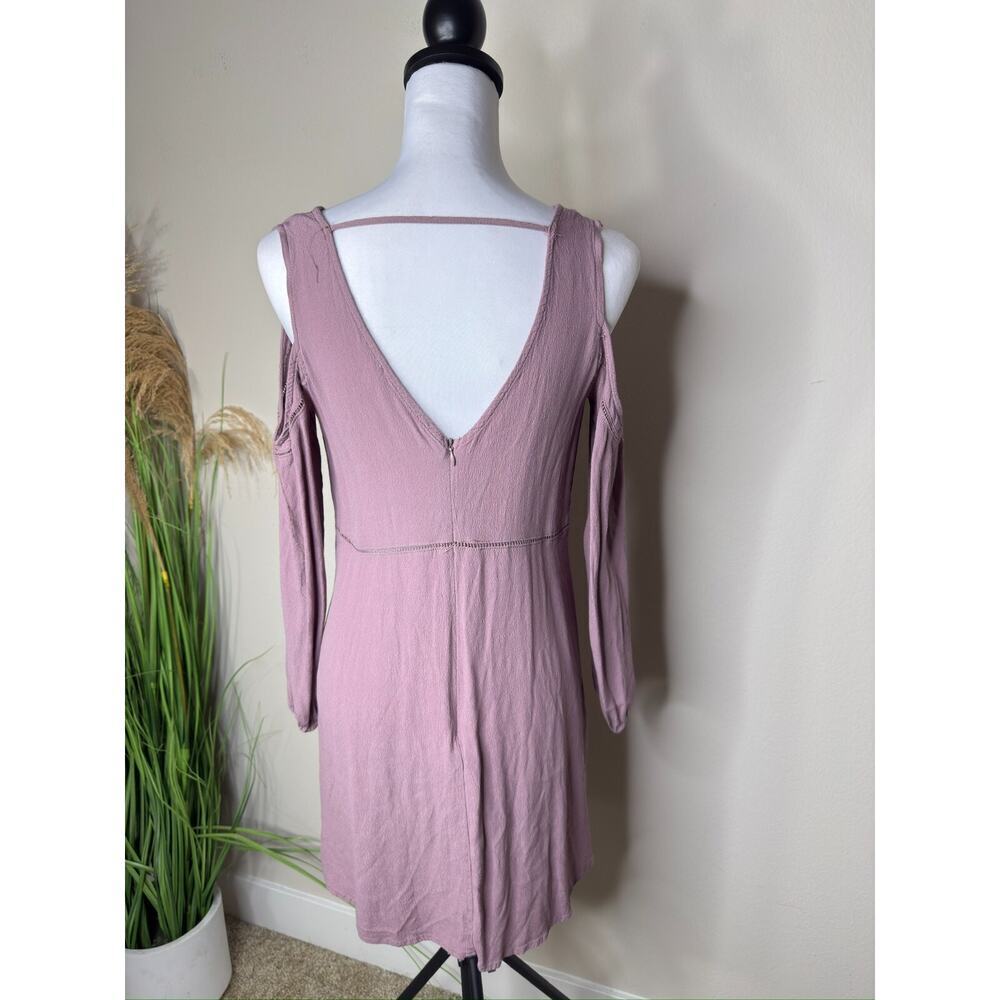 Y2K ASTR Label Silk Bohemian Hippie Peasant S Fairy Off Shoulder Pink Mini Dress - Picture 5 of 8